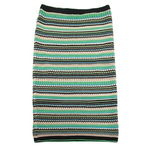RACHEL ZOE Striped Green Black Crochet Maxi Skirt Boho Festival Retro Size Large